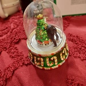 Christmas Music Box Has A Christmas Tree And A Boston Terrier Butt Sticking Out